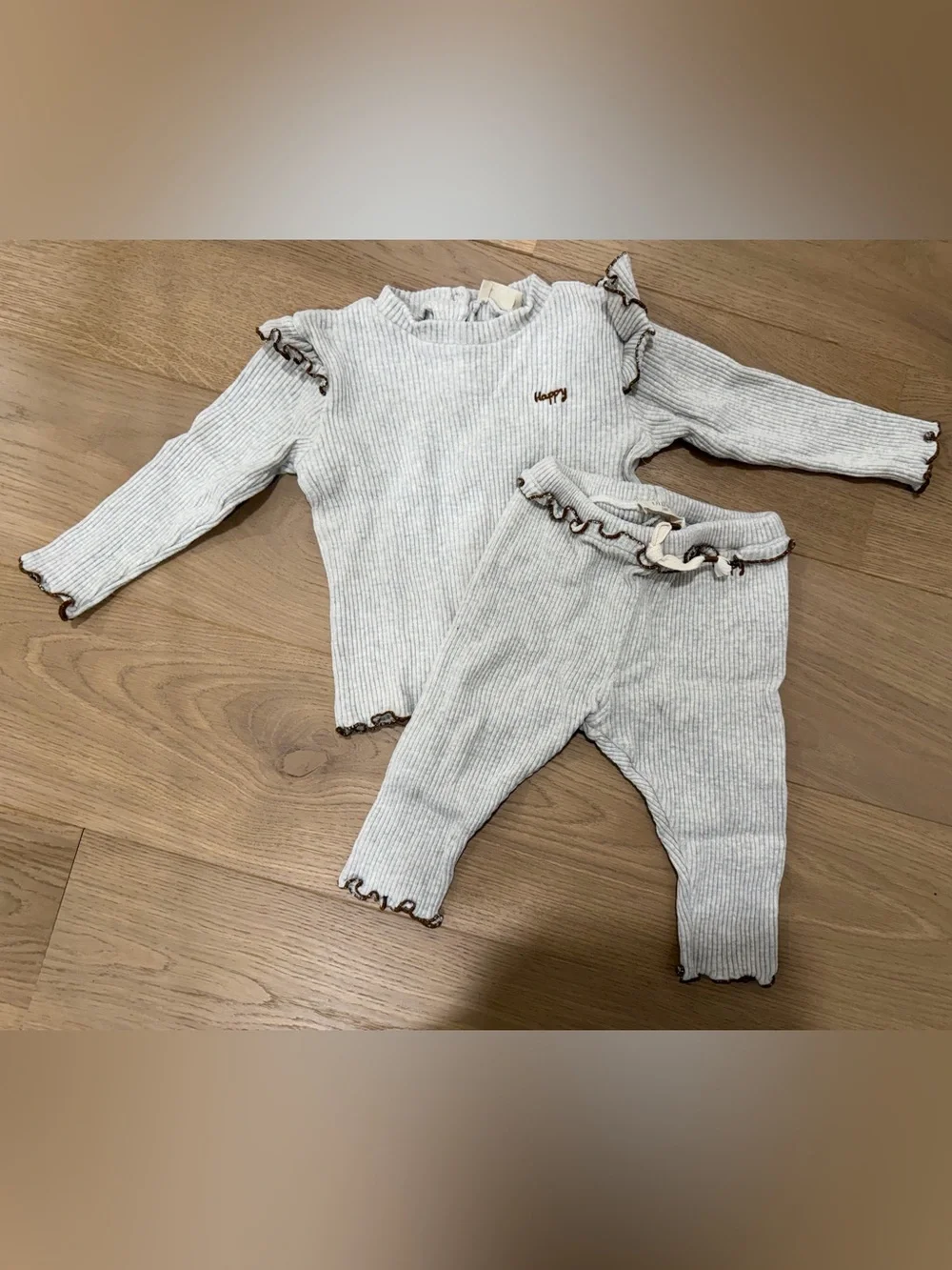 Buho Soft Rib Light Grey Tshirt Matching Set